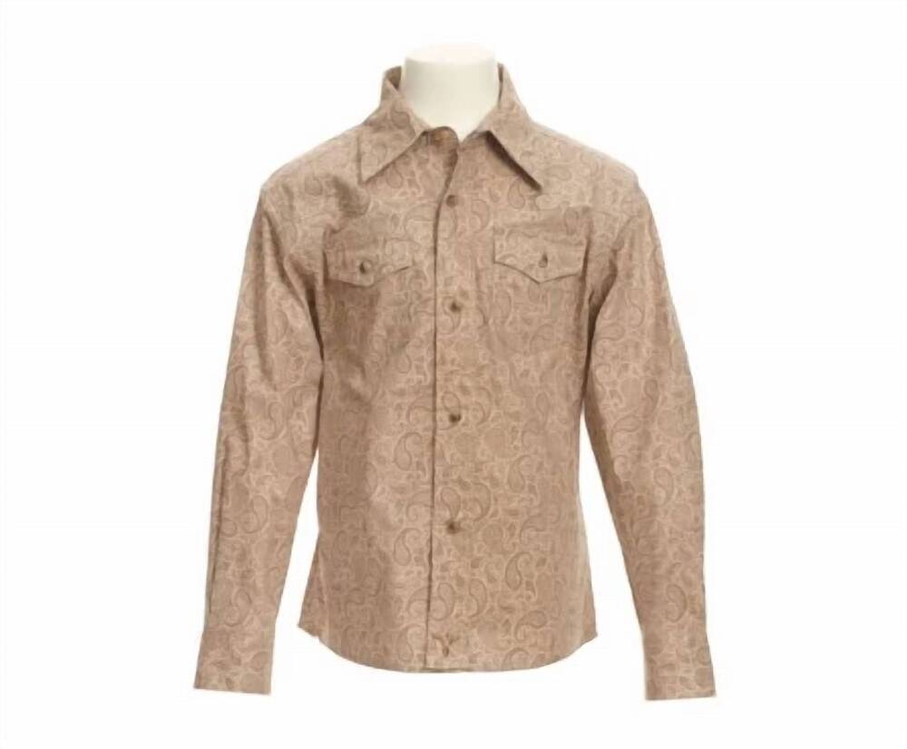 NEW WRANGLER boy's paisley long sleeve snap shirt in brown